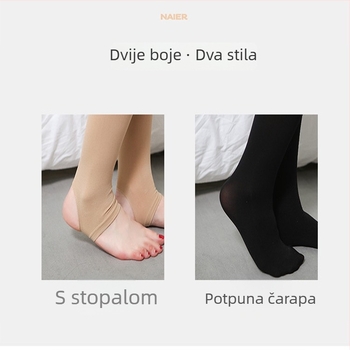 Baršunaste najlonke za žene – proljeće/jesen, crno/telesna boja, oblikovanje siluete, lagan materijal