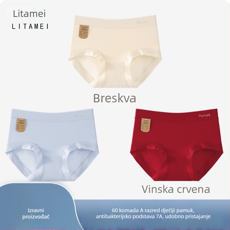 A-klase ženske pamučne gaćice, antibakterijske, prozračne, crvene, srednji pojas, velika veličina, za trudnoće