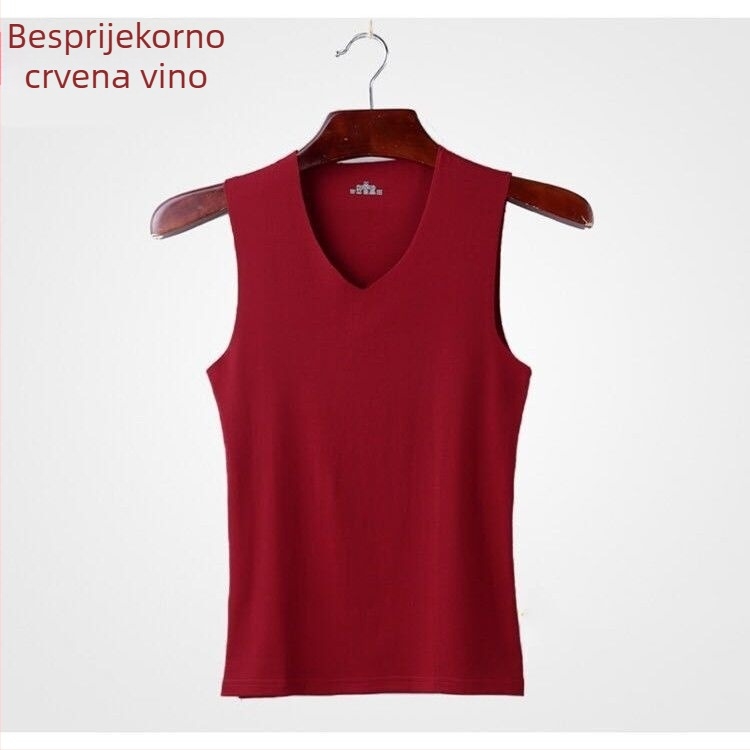 Muška bezrukna vest s V-izrezom, Milk Silk tkanina, poliester, srednja gustoća 181–200 g/m², ljeto, svestran stil
