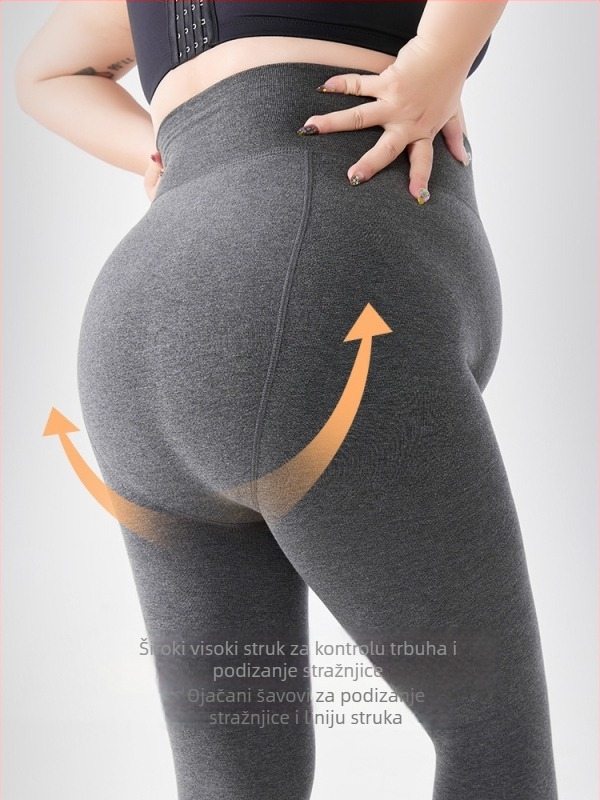 Plus-size sive Tajice s fleec podstavom, debele pamuk za zimu