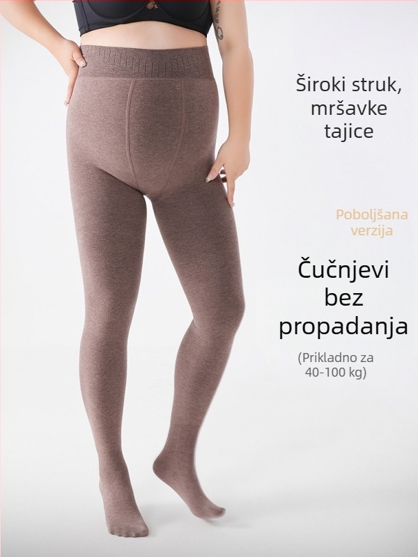 Plus-size sive Tajice s fleec podstavom, debele pamuk za zimu