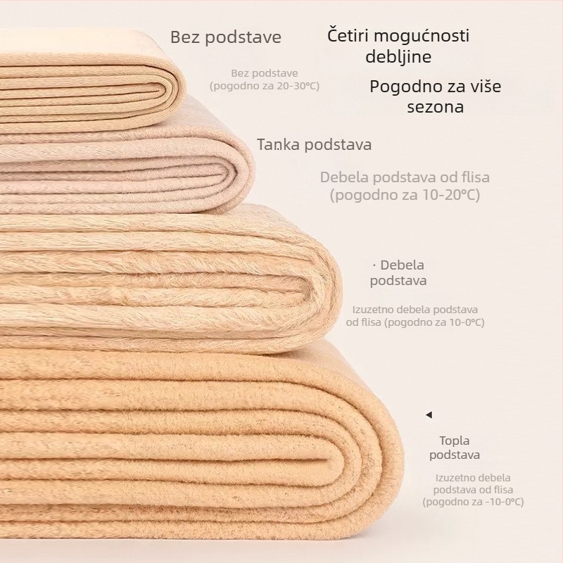 COCO GINZA: Ženske dvostruko slojevite tajice s fleece podstavom, plus veličina, jesen-zima, nude boja, proziran završetak