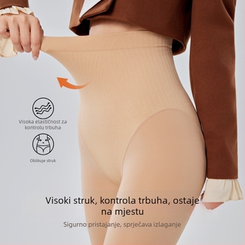 Duge jesensko-zimske hulahopke za oblikovanje tijela i podizanje stražnjice, s fleecem i visokim strukom