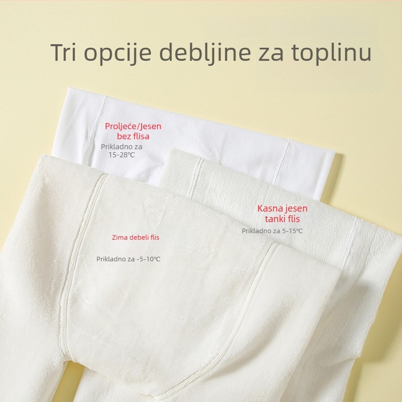 Bijele ženske plesne tajice, plus veličina, s fleec podstavom, debele, u jednom komadu, za jesen-zimu