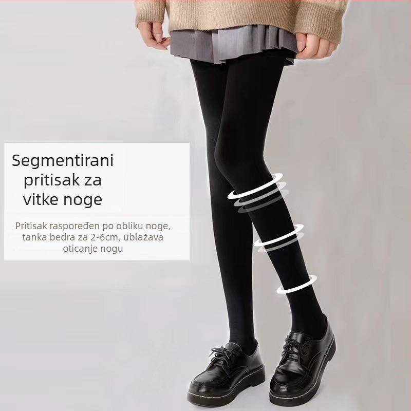 Nylon za jesen-zimu s anti-pilingom, modeliranje tijela, podizanje stražnjice, kompresivne gaćice s nogavicama, crne