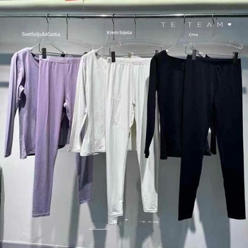 Unisex zimski termalni set donjeg rublja s tkaninom za njegu kože — gornji dio i hlače, 2- ili 3-dijelni set