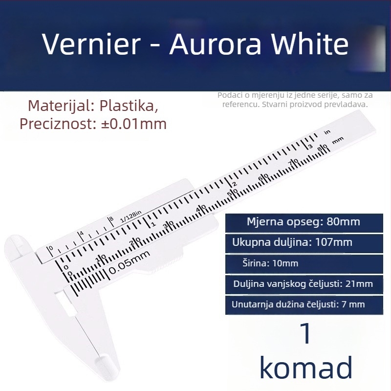Plastični vernier kaliper za kućnu upotrebu, kompaktan mjerni alat za nakit i narukvice, visoka preciznost