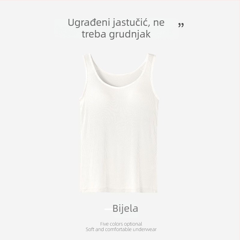 Nova verzija topa bez rukava s ugrađenim jastučićima za prsa, bez leđa, široke naramenice, bazni sloj, seksi i modern, svestran
