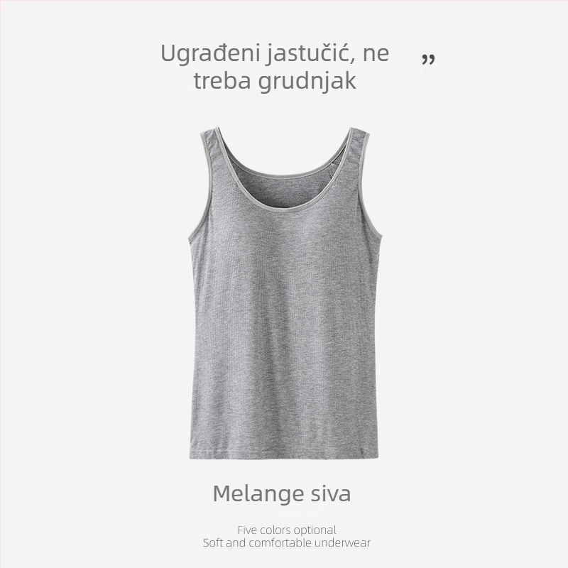 Nova verzija topa bez rukava s ugrađenim jastučićima za prsa, bez leđa, široke naramenice, bazni sloj, seksi i modern, svestran