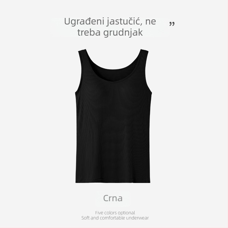 Nova verzija topa bez rukava s ugrađenim jastučićima za prsa, bez leđa, široke naramenice, bazni sloj, seksi i modern, svestran