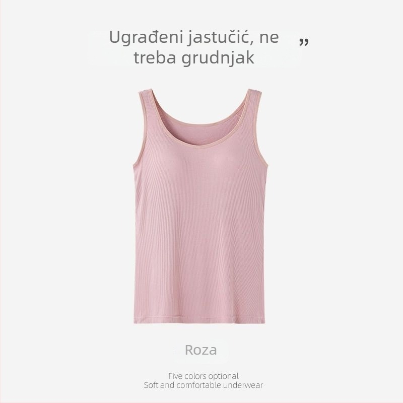 Nova verzija topa bez rukava s ugrađenim jastučićima za prsa, bez leđa, široke naramenice, bazni sloj, seksi i modern, svestran