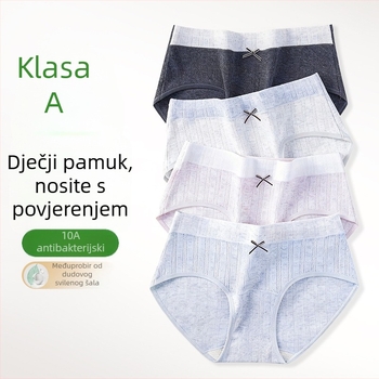 Ženske gaćice od 100% pamuka, plus veličina, s produženim međunožjem, prozračne, srednji pojas, elastične