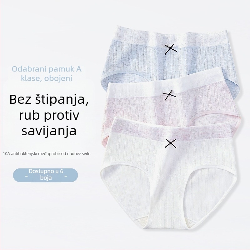 Ženske gaćice od 100% pamuka, plus veličina, s produženim međunožjem, prozračne, srednji pojas, elastične