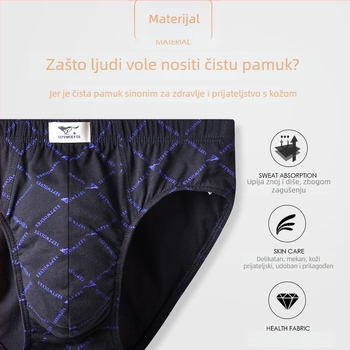 Muške gaćice od 100% pamuka, karirani uzorak, prozračne, srednji pojas