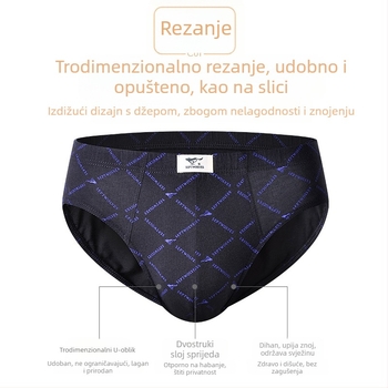 Muške gaćice od 100% pamuka, karirani uzorak, prozračne, srednji pojas