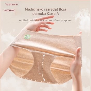 Ženske pamučne gaćice s prozračnom tkaninom, pletene, srednji porast, jednobojne, glavna tkanina 95–100% pamuk