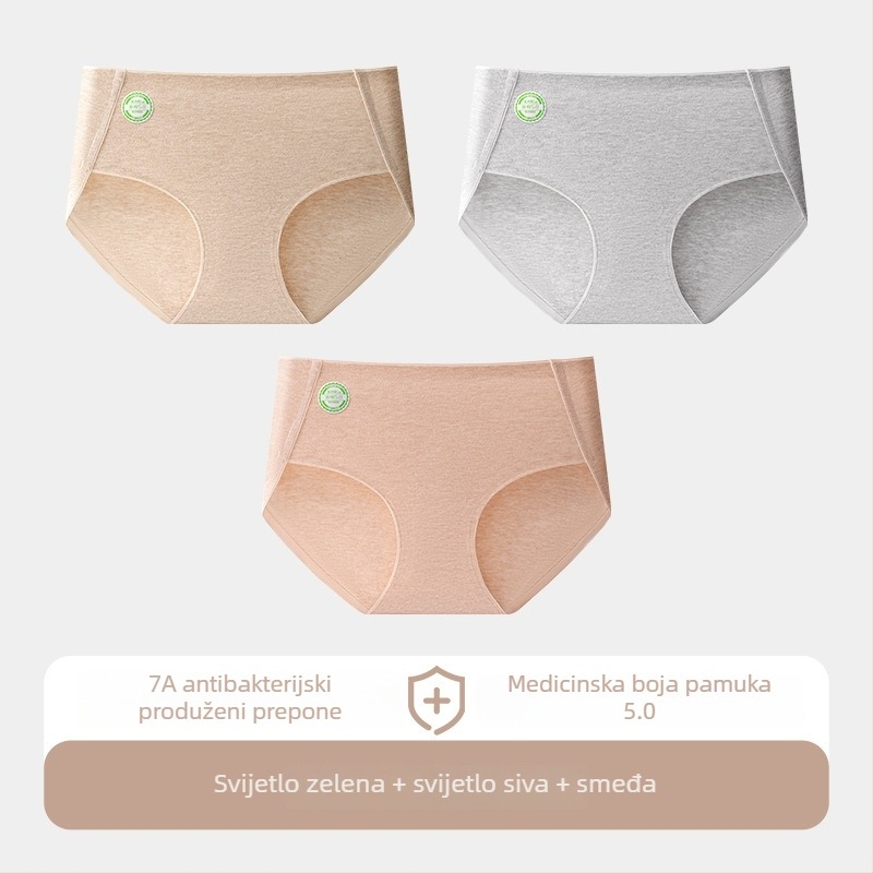 Ženske pamučne gaćice s prozračnom tkaninom, pletene, srednji porast, jednobojne, glavna tkanina 95–100% pamuk