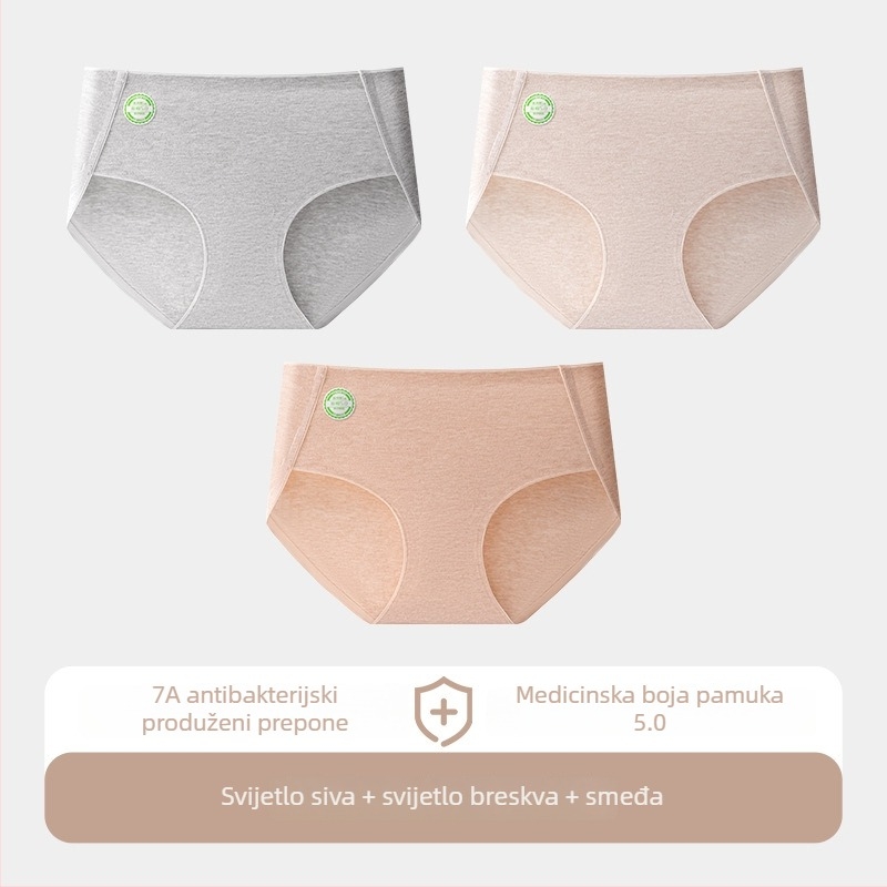Ženske pamučne gaćice s prozračnom tkaninom, pletene, srednji porast, jednobojne, glavna tkanina 95–100% pamuk