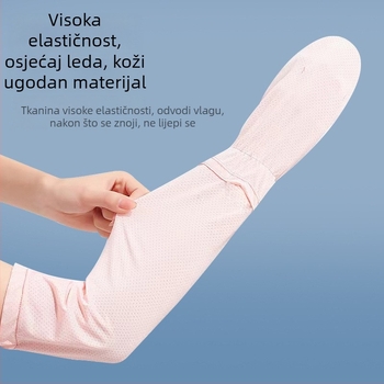 Ženski UV zaštitni rukav za ruku, dugačak, ledena svila, smjesa poliestera-najlona