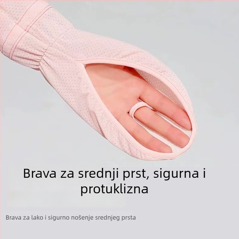 Ženski UV zaštitni rukav za ruku, dugačak, ledena svila, smjesa poliestera-najlona