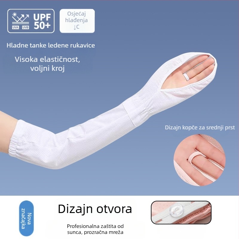 Ženski UV zaštitni rukav za ruku, dugačak, ledena svila, smjesa poliestera-najlona