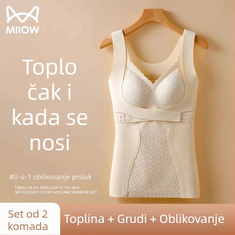 Ženski termalni prsluk s integriranim jastučićima za prsni dio, flis podstava, uski kroj