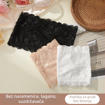 Čipkasti tube top bez naramenica – prozračni najlon, za tinejdžerice 13–18