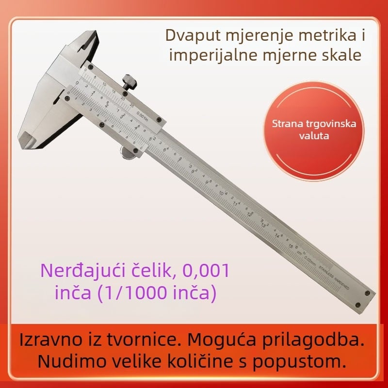 Grand blade Vernier šubler od nehrđajućeg čelika, preciznost 0.001 inča
