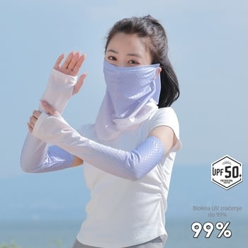 Set rukavica-maska s UV zaštitom za vanjsku vožnju biciklom iz Ice Silk materijala (ljeto 2024)