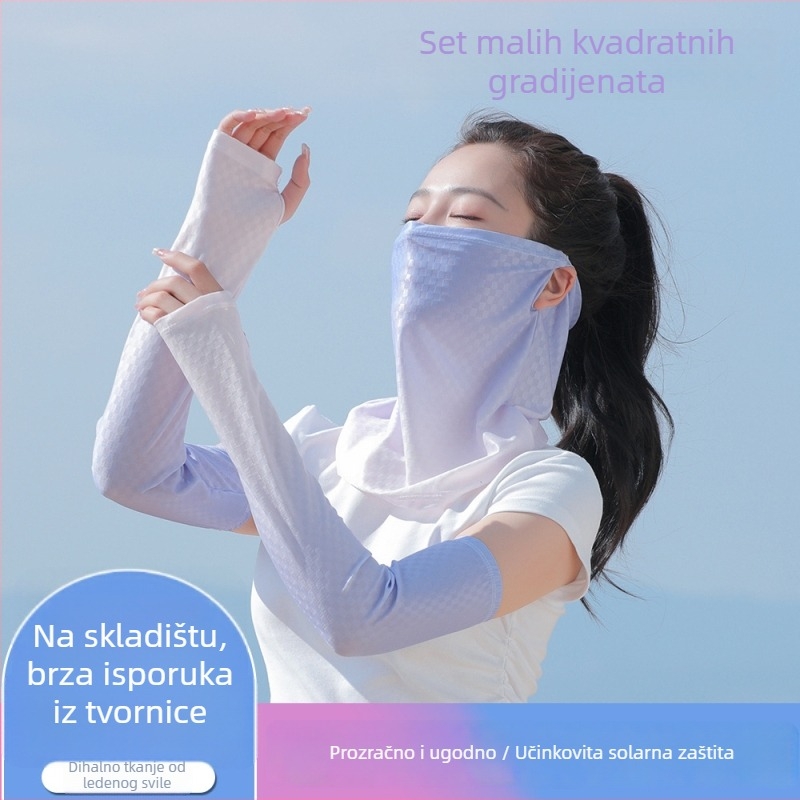 Set rukavica-maska s UV zaštitom za vanjsku vožnju biciklom iz Ice Silk materijala (ljeto 2024)