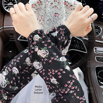 Ženski ljetni rukav od Ice Silk s cvjetnim uzorkom, dugi elastični rukav, slobodan kroj, pogodna za posao i vožnju biciklom