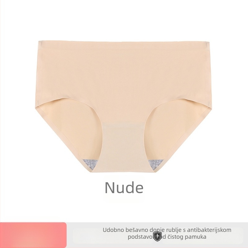 Bezšivne ženske gaćice od ice silk, prozračne, srednje visoki struk, pamukasta podstava u području prepona, jednobojne bikini gaćice za veće veličine