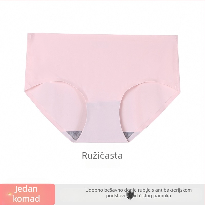 Bezšivne ženske gaćice od ice silk, prozračne, srednje visoki struk, pamukasta podstava u području prepona, jednobojne bikini gaćice za veće veličine
