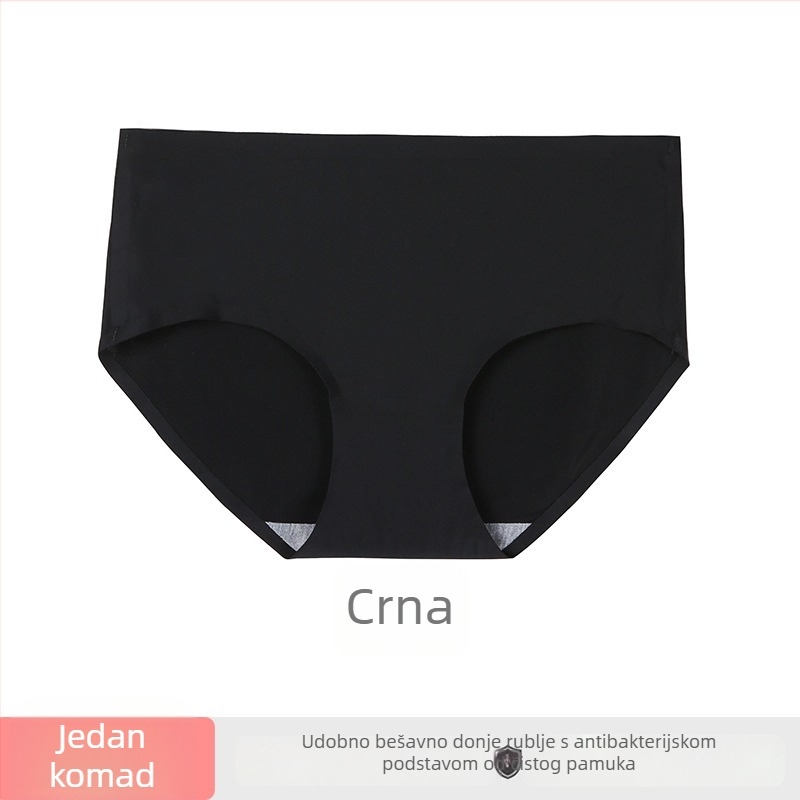 Bezšivne ženske gaćice od ice silk, prozračne, srednje visoki struk, pamukasta podstava u području prepona, jednobojne bikini gaćice za veće veličine