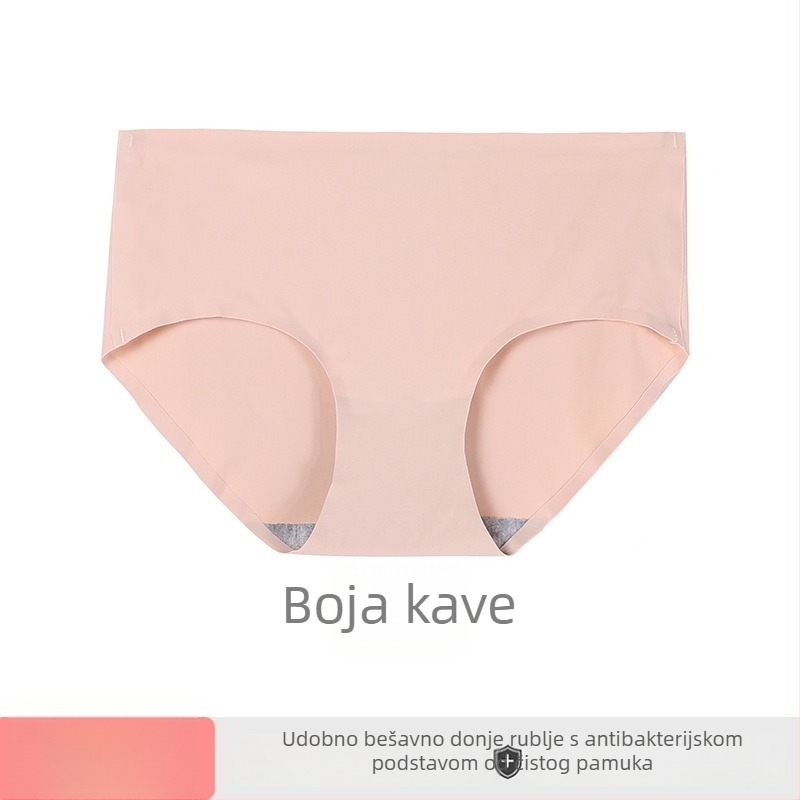 Bezšivne ženske gaćice od ice silk, prozračne, srednje visoki struk, pamukasta podstava u području prepona, jednobojne bikini gaćice za veće veličine