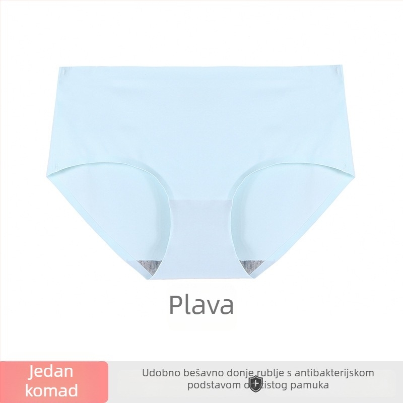 Bezšivne ženske gaćice od ice silk, prozračne, srednje visoki struk, pamukasta podstava u području prepona, jednobojne bikini gaćice za veće veličine