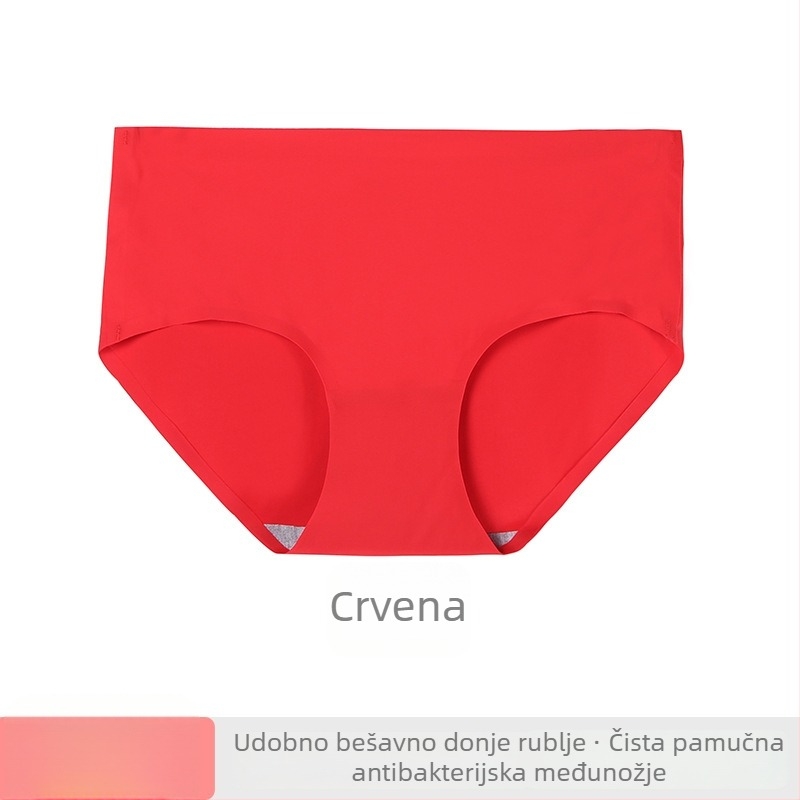 Bezšivne ženske gaćice od ice silk, prozračne, srednje visoki struk, pamukasta podstava u području prepona, jednobojne bikini gaćice za veće veličine