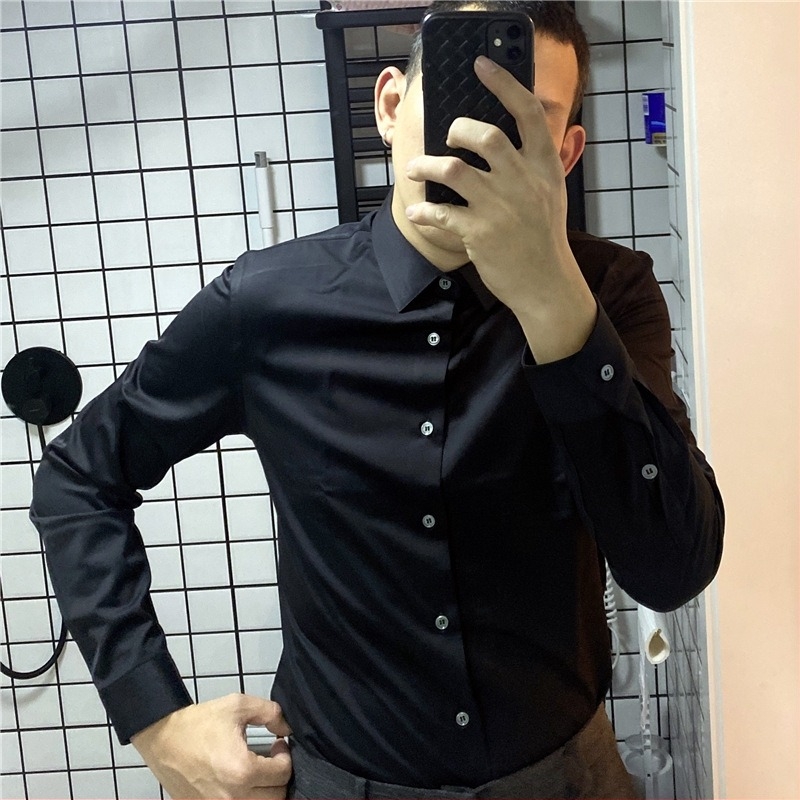 Muška zimska košulja s brušenim velurom, slim-fit kroj, rever lapel, dugi rukavi, 65% pamuk, otpornost na nabore