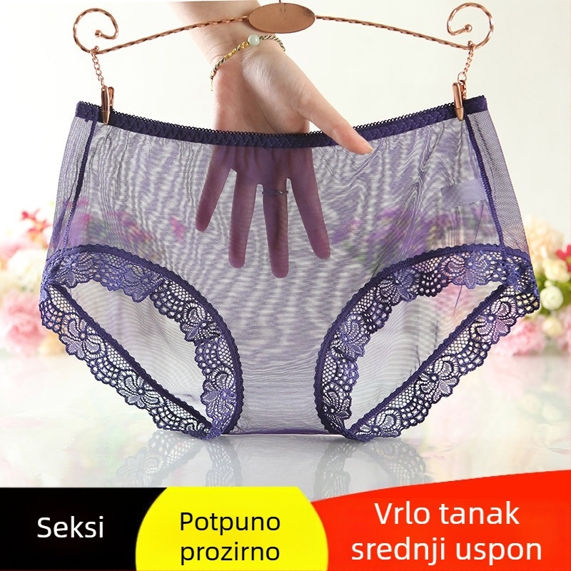 Ženske gaćice s mrežastom čipkom, srednji obim struka, prozračne, brzo suše, pleteni mrežasti materijal