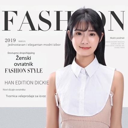 Ženski košulno-sviter s lažnim ovratnikom, casual i svestran stil, pamuk, podstava pamuk, širina 35 cm, jesen 2020