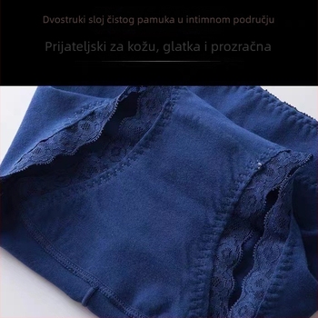 Ženske čipkaste gaćice s pamukom, visokim strukom, prozračan materijal, oblikuju trbuh, jednobojne
