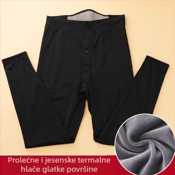 Muške termo hlače s fleece podstavom, visokim strukom, uski kroj, bazni sloj, plus veličina