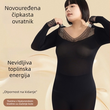 Visokokvalitetni ženski toplinski bazni sloj, velika veličina, hidratizirajuća odjeća s hijaluronskom kiselinom, zimski set donjeg rublja u kutiji