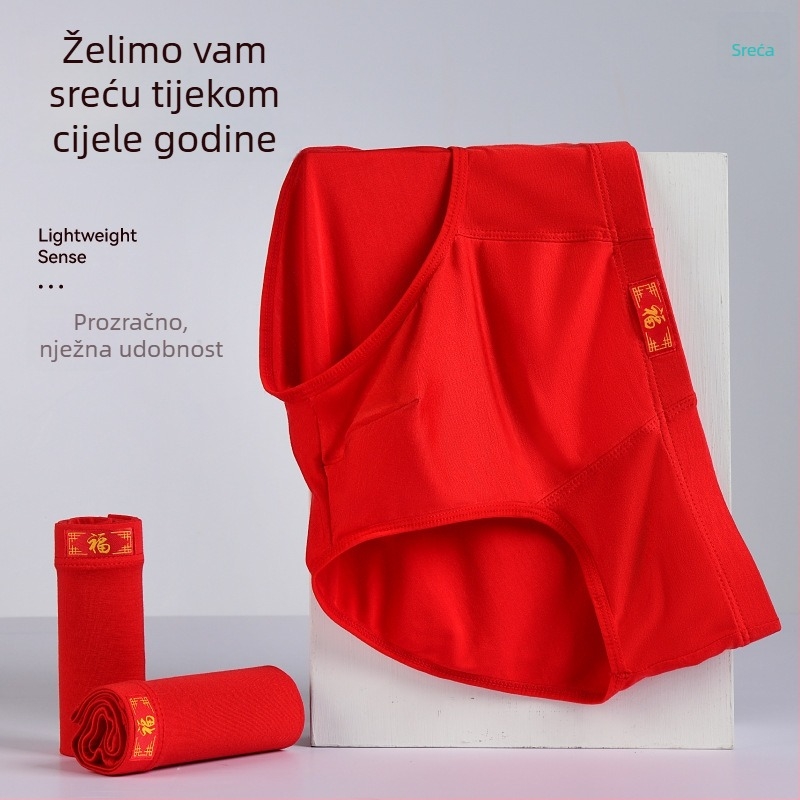 Modal crvene muške briefs srednje visine, udoban, prozračan, plus size