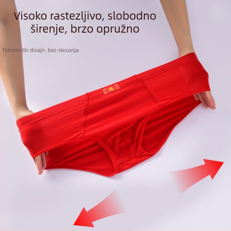 Modal crvene muške briefs srednje visine, udoban, prozračan, plus size