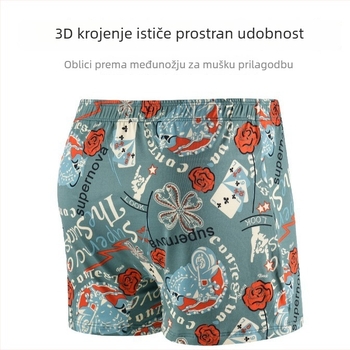 Muške pamučne bokserice, prozračna, udoban kroj, srednji pojas, uzorak razbijenih cvjetova, pogodne za sve sezone