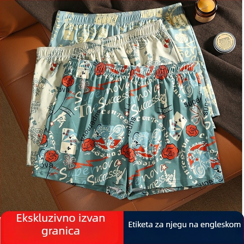 Muške pamučne bokserice, prozračna, udoban kroj, srednji pojas, uzorak razbijenih cvjetova, pogodne za sve sezone