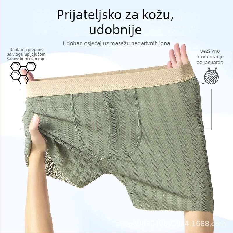 Muške antibakterijske kućne hlače od Ice Silk najlona, srednja visina struka, prozračne, sadržaj najlona 80-90%
