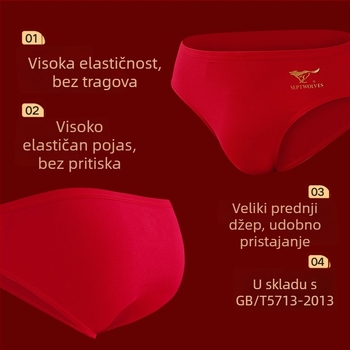 Septwolves muške pamučne antibakterijske crvene gaćice, 4 komada u kutiji