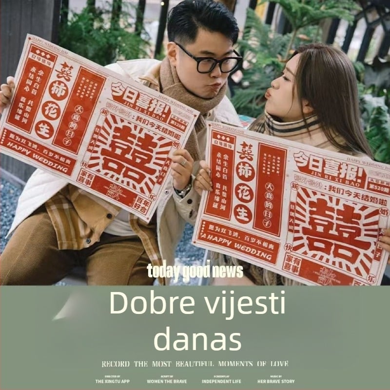 Vjenčani rekviziti za fotografiju: ogrtač s novinama za mladenku i djeveruše — Marka: The rest of my life can be expected; Kategorija: Poklon kutija; Za vjenčanje